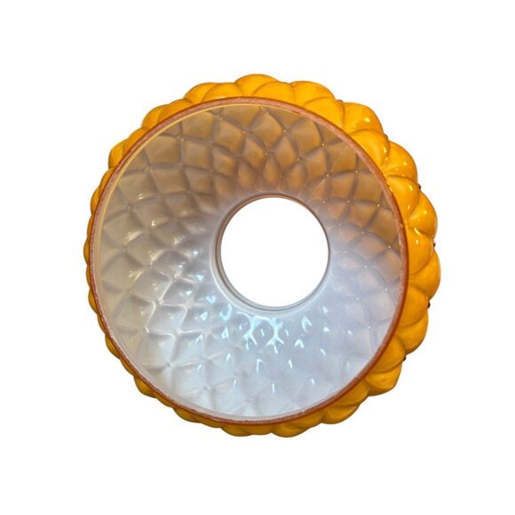 Vintage Amber Glass Lampshade Quilted Replacement Globe Overlay Glass 6 3/4" - Picture 3 of 12